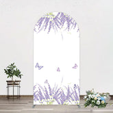 Aperturee - Aperturee Lavender Spring Butterfly Cute Wedding Arch Backdrop